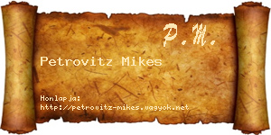 Petrovitz Mikes névjegykártya